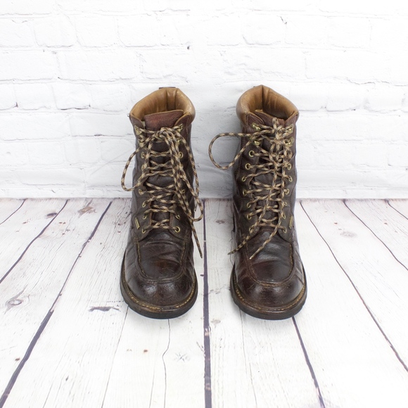 LL Bean Waterproof Kangaroo Brown Leather Boots 11 - Picture 3 of 8